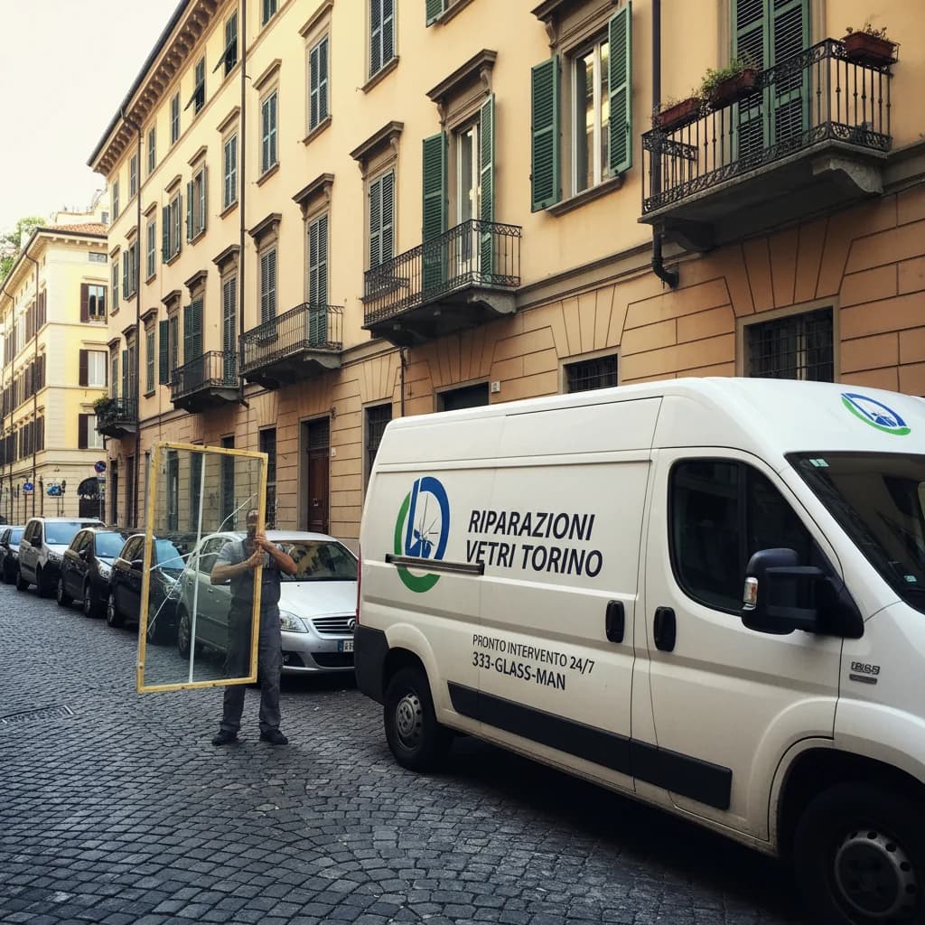 Furgone intervento emergenza vetraio Torino
