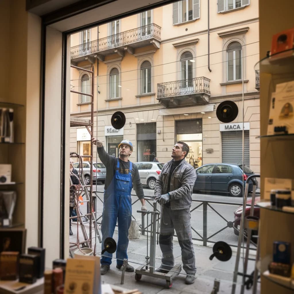 Installazione vetrina negozio a Torino